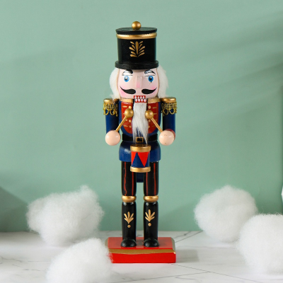 2022 New 25cm Nutcracker Christmas Creative Drum Style Doll Home Decoration Cross-Border Delivery