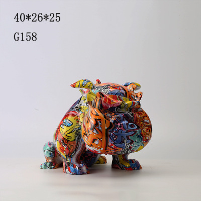 Modern Minimalist Furnishings Resin Crafts Decoration Colorful Creative Muscle Dog KTV Hotel Decoration G158