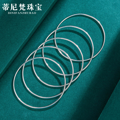 Bracelet Women's Silver Jewelry Gift Fashion Young Solid Polished Surface Fine Circle Bracelet Wholesale Sterling Silver