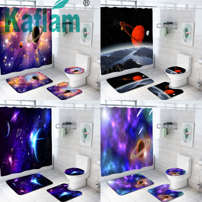 Amazon Hot 3D Digital Printing Waterproof Anti-Fog Bathroom Curtain Starry Sky Series Shower Curtain Customization