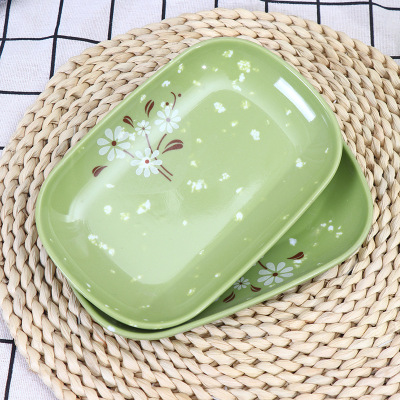 Creative Snow Daisy Series Meal Plate KTV Snack Dish Melamine Barbecue Plate Hot Pot Tableware Rectangular Fast Food Dish