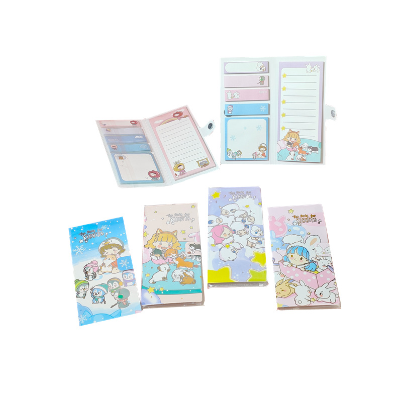 Korean Style Color Sticky Note Cartoon Cute Gilding Note Paper Magnetic Snap Notepad Student Tearable Paste Mamo Pad