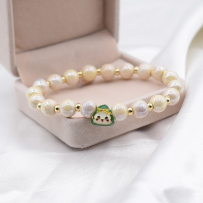 Porcelain Rose Beads Dragon Boat Festival Zongzi Baby Bracelet 18K Color Retention Spacer Beads Live Broadcast Supply