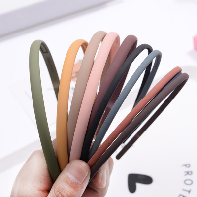 Style Simple Frosted Morandi Headband Women's All-Match Serrated Hair Fixer Thin Hair Pin Makeup and Face Wash Hair Band
