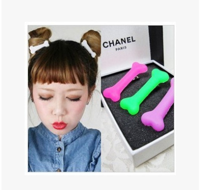 Harajuku Style Dog Bone Resin Barrettes Fluorescent Barrettes Side Clip Duckbill Clip Hair Accessories Headdress