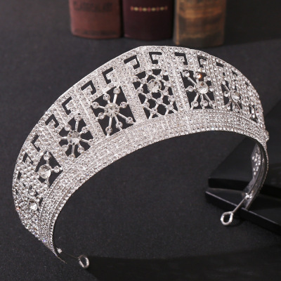 and American Style Baroque Wedding Dress High-End Zinc Alloy Wedding Hair Accessories Rhinestone-Encrusted Wedding Crown