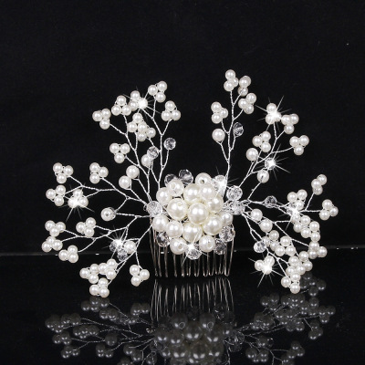 Hot Selling Handmade Clothing Accessories Bridal Jewelry Hair Accessories Headdress Pearl Crystal Hair Comb Hair Comb