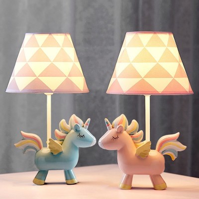 Cartoon Unicorn Table Lamp Nordic Ins Girl Room Bedroom Bedside Lamp Internet Celebrity Led Children's Room Dimmable Table Lamp