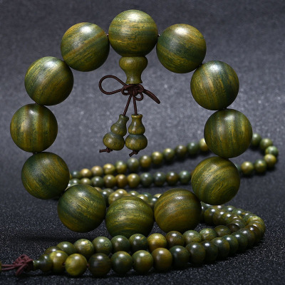 Factory Wholesale Fragrant American Green Sandalwood Small Hole Bracelet Sandalwood Incense Beads Bracelet Ornament