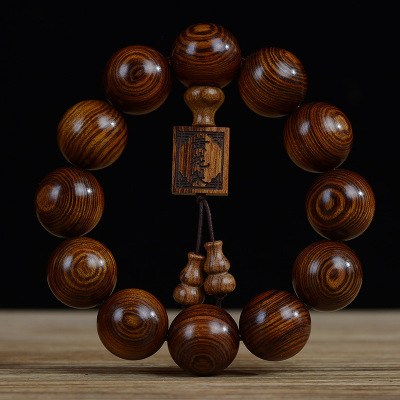Big Leaf Huanghuali Wood Buddha Beads Bracelet Rosewood Men and Women Bracelet Popular Crafts Ornament Factory Wholesale
