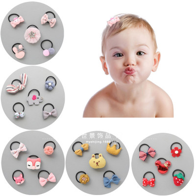 SD-18 Korean Hair Accessories Set Infant Rubber Band Cloth Cartoon Factory Direct Sales