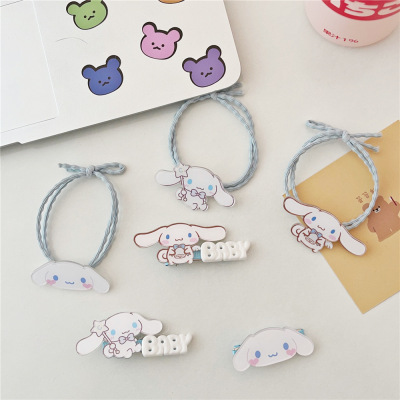 White Dog Side Clip Girls' Hairpin Cartoon Clip Hairware Word Clip Hair Rope Lolita Bang Hairpin a Pair of Hairclips