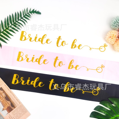 Amazon Cross-Border New Arrival Wedding Bachelor Party Bride Onion Pink Word Bride to Be Shoulder Strap Ceremonial Belt