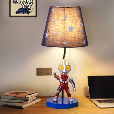 Nordic Led Children's Room Eye Protection Table Lamp Boy Study Study Cartoon Ultraman Dimming Bedroom Bedside Lamp