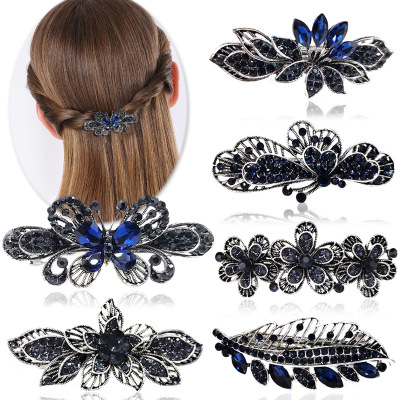 Set Small Top Clip Hair Clip Antique Crystal Flowers Butterfly Barrettes Top Clip Ponytail Clip Barrettes