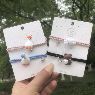 2021 New Love You Duck Magnet Suction Couple Head Rope Bracelet Dual-Use Cartoon Smaller Leather Sheath Student Hairtie
