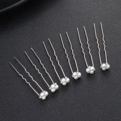 Wedding Ornament Wholesale European and American Simple New Bridal Hairpin Pearl Rhinestone Pin Wedding Dress Ornament