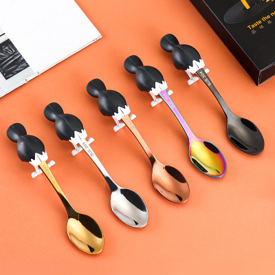304 Stainless Steel Coffee Spoon Creative Ostrich Dessert Stirring Spoon Cute Small Spoon Gift Set Factory in Stock