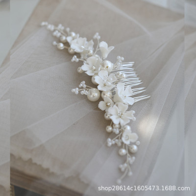 Flower Bridal Hair Comb Shell This Exquisite High-End Headdress European and American Ins Design Wedding Accessories