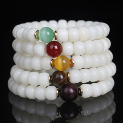 White Jade Bodhi Root Bracelet Buddha Beads Bracelet Men And Women Couple Bodhi Seed Single Circle Ornament Wholesale