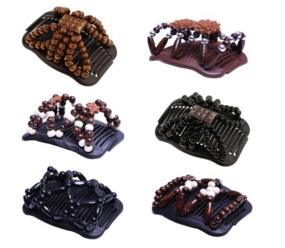 and American Fashion Exquisite Hair Comb Magic Variety Barrettes Wooden Bead Hair Comb Factory in Stock Supply Wholesale