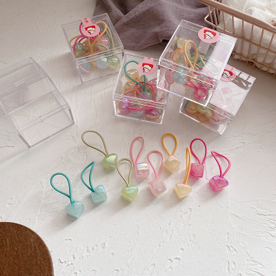 Children's High Elastic Transparent Beads Hair Rope Does Not Hurt Hair Rubber Bands Cute Hair Ring Hair Accessories