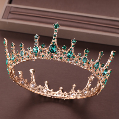 in Europe and America Full Circle Royal Palace Green Rhinestone Headdress Bridal Hair Accessories Wedding Accessories