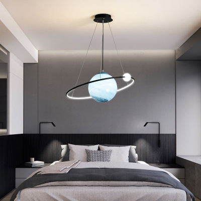 Modern Minimalist Led Planet Chandelier Internet Celebrity Space Theme Wandering Earth Children's Room Boy Bedroom Lamps