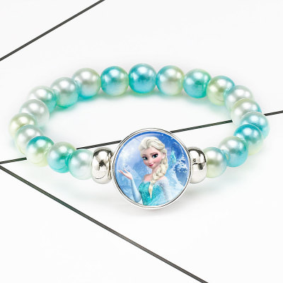 New Rainbow Frozen Elsa Elsa Anna Princess Beaded Bracelet Cute Girl Cartoon Bracelet