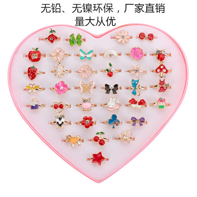 Alloy Cartoon Children's Ring Cute and Beautiful Mixed Color 36 Pieces 1 Box AliExpress Amazon Hot