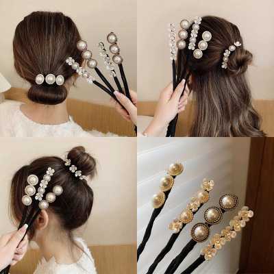 Korean Style Lazy Flower Hair Band Bun Updo Super Fairy Back Head Braided Hair Hair Curler Bow Hair Accessories