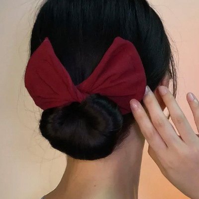 Cross-Border Deft Bun Bow Hair Band Printing Magic Banana Clip Lazy Updo Bun Head Rotating Hair Band
