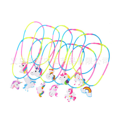 and American Popular Children's Necklace Silicone PVC Necklace Unicorn Necklace Factory in Stock Wholesale Direct Sales