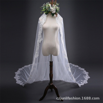 Amazon New Lace Bridal Veil Korean Simple 3 M Super Long Tail Wedding Accessories