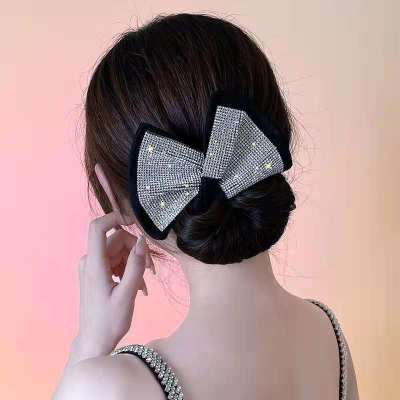 Hair Device Twisted Hair Curler Bow Hair Accessories with Diamond Bun Internet Celebrity Lazy Magic Barrettes Curly Hair