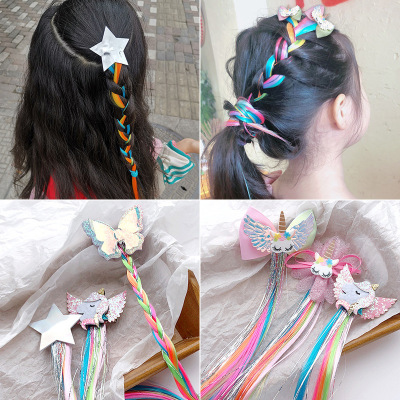 Internet Celebrity Children's Hair Accessories Unicorn XINGX Color Wig Barrettes Girls Bow Hair Clip Clip Female