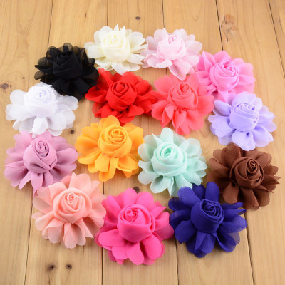 AliExpress Online Store Supply New Chiffon Rose Bud Children Headwear Clothing Accessories 26 Colors in Stock