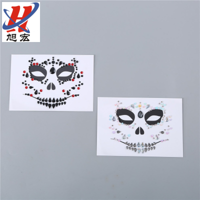 European and American Ghost Festival Face Pasters Halloween Face Pasters Masquerade Decoration Stick-on Crystals Eyebrow Stencil Decorative Personality Stage Makeup Stickers