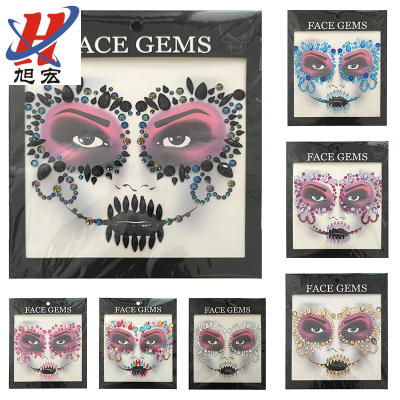 Halloween Face Pasters Ghost Festival Facial Party Makeup Face Pasters Creative Stage Acrylic Diamond Paste European and American