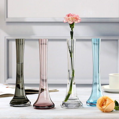 Fresh Glass Vase Single Flower Arrangement Lily Rose Transparent Modern Fashion Dining Table Hotel Small Vase Decoration