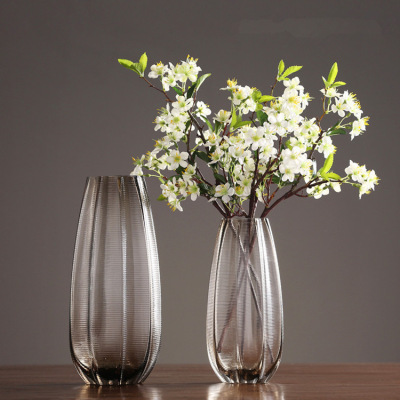 Decoration Hydroponic Rich Bamboo Vase European Grid Glass Translucent Flowerpot and Flower Vase Decoration Living Room Flower Arrangement