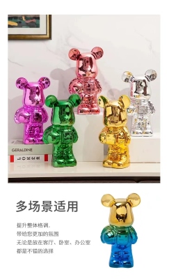 Internet Celebrity Electroplated Ceramic Violent Bear Colorful Home Living Room European Style Ornaments Creative Personality Cartoon Light Luxury Hallway