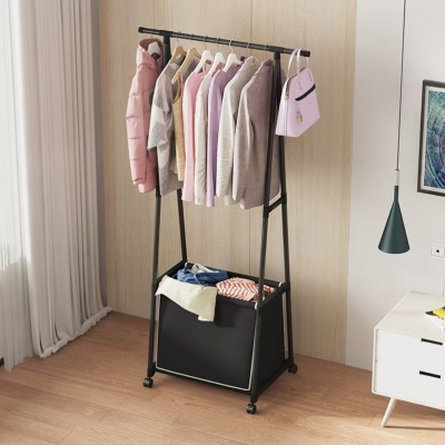 Simple Coat Rack Clothes Hanger Floor Indoor Folding Hanger Household Bedroom Clothes Storage Storage Rack Cabinet