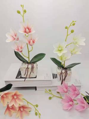 New Style Butterfly Orchid Artificial Flower Floral Ornaments Dining Table Coffee Table Meeting Room Table Flower Artificial Orchid