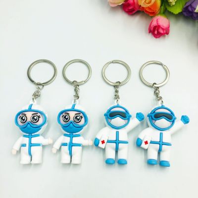 PVC Soft Rubber Anti-Epidemic Medical Staff Creative Keychain Pendant Schoolbag Children's Ornaments Scan Code Small Gift