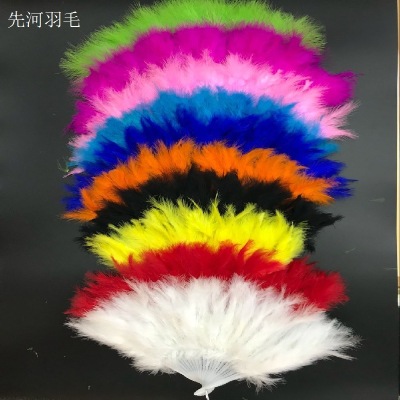 Children's Dance Full Velvet Folding Feather Fan Square Dance Cheongsam Props Advertising Fan Custom Gift Living Room Decoration