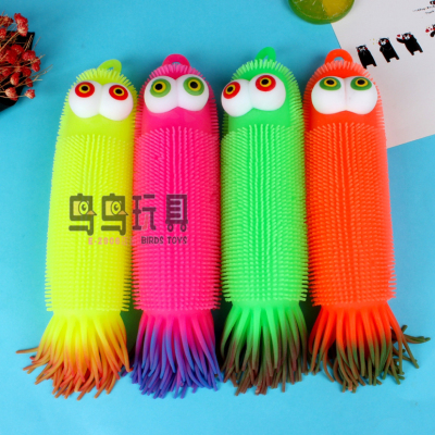 Hot Sale Light-Emitting Children's Toys with Convex Eyes Caterpillar Painted Vent Ball Same Style Novelty Toys Factory Batch