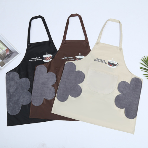 Household Kitchen Stain-Proof Oil-Proof Erasable Hand Apron Wholesale Simple Sleeveless Apron with Pocket Printable Logo 