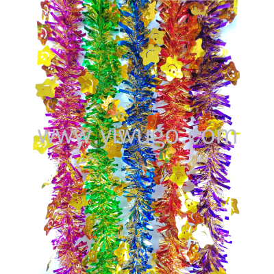 China Supplies Malls Home Door Decoration Beautiful recycled Encrypted Foil PET tinsel garland
