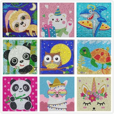 5D Diamond Painting Children's Cartoon Crystal round Diamond DIY Diamond Embroidery Panda Size Diamond Small Painting Unicorn 18x18